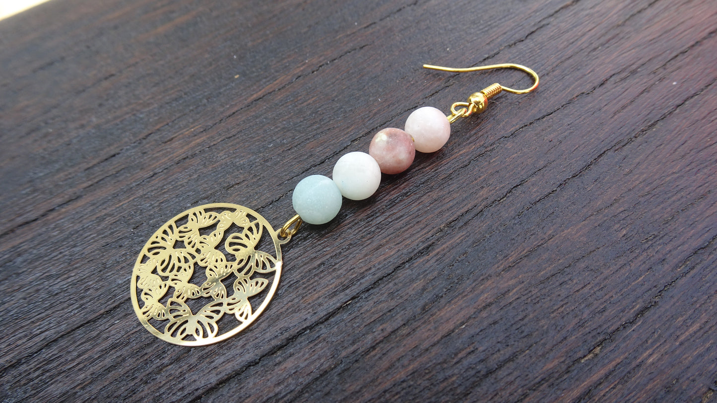 Boucles d'oreilles perle naturelle 6mm aux couleurs pastel - BO155