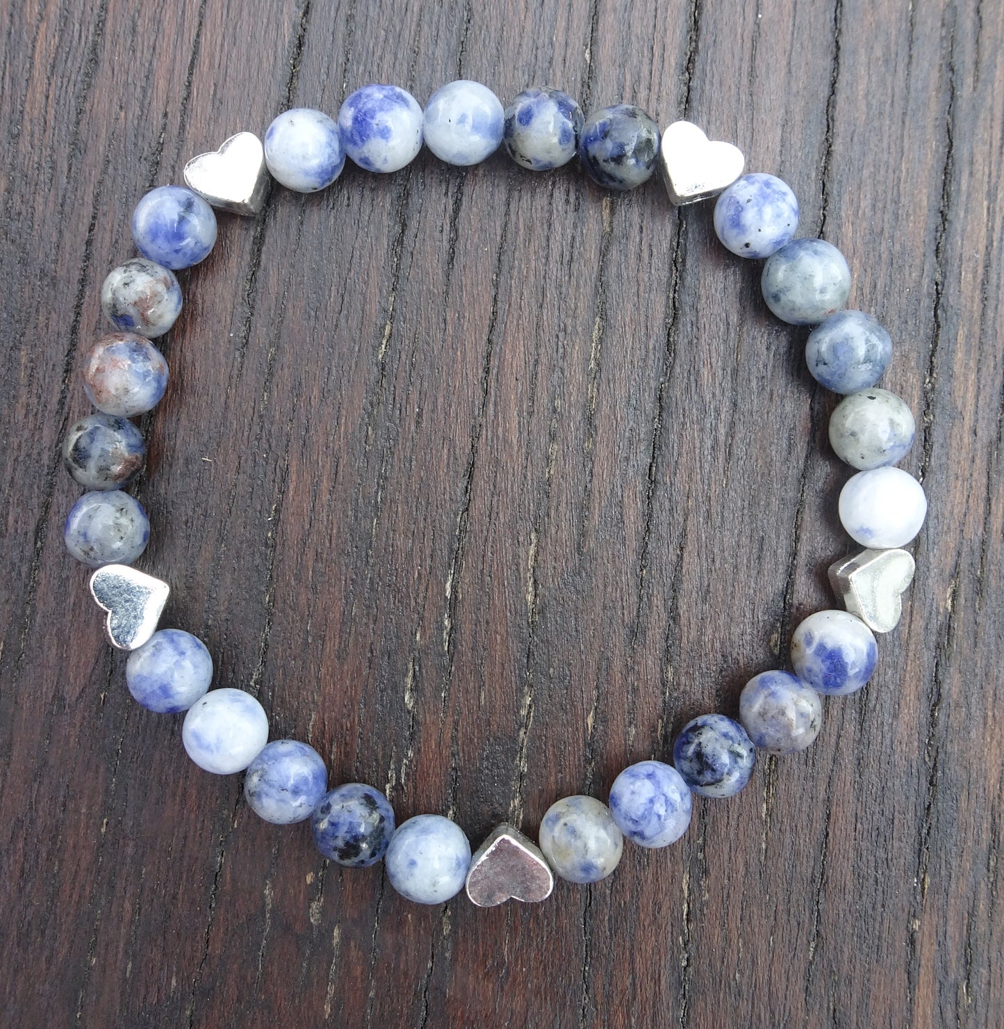 Bracelet perles naturelles 6mm bleues - BR138