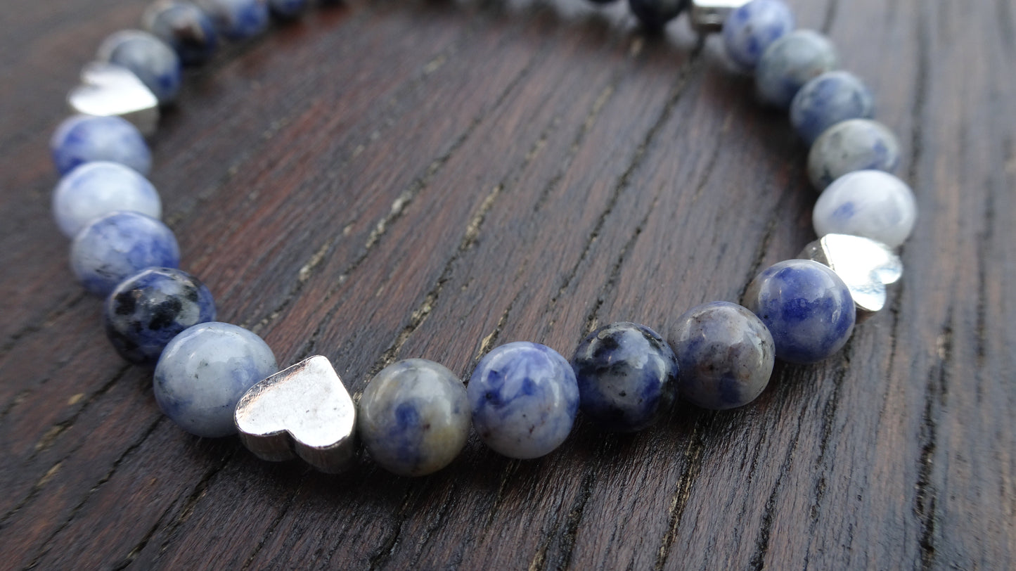 Bracelet perles naturelles 6mm bleues - BR138