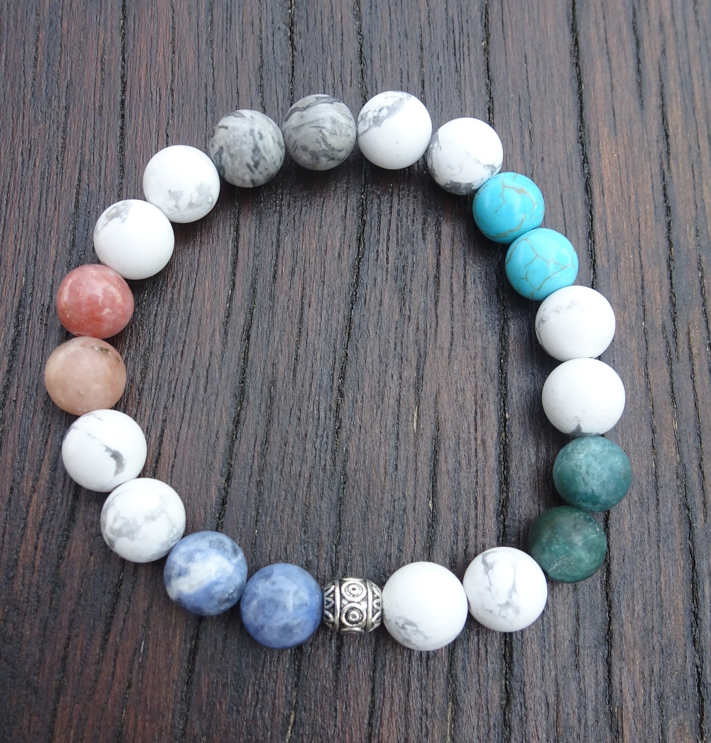 Bracelet perles naturelles 8 mm multicolore - BR140