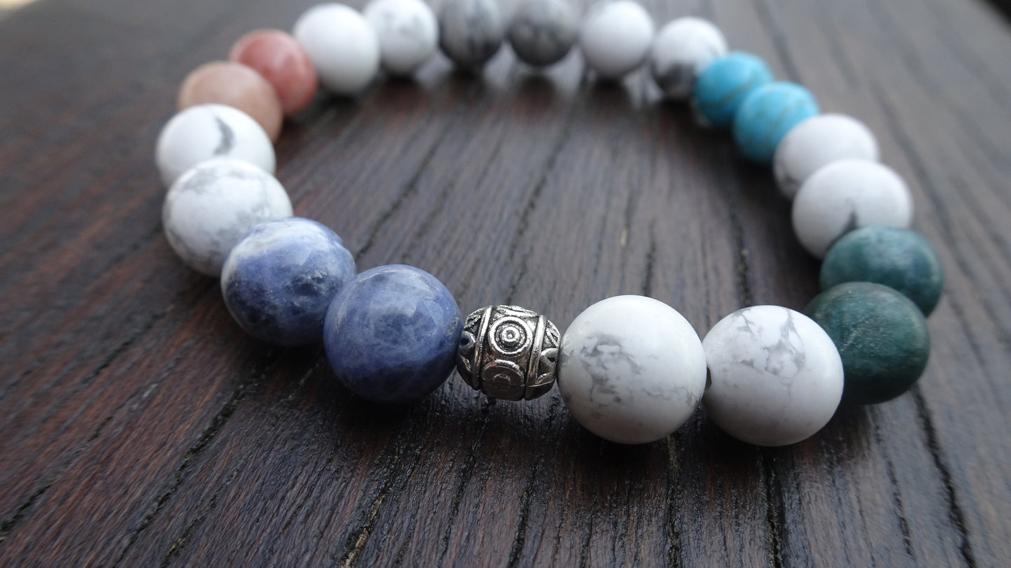 Bracelet perles naturelles 8 mm multicolore - BR140