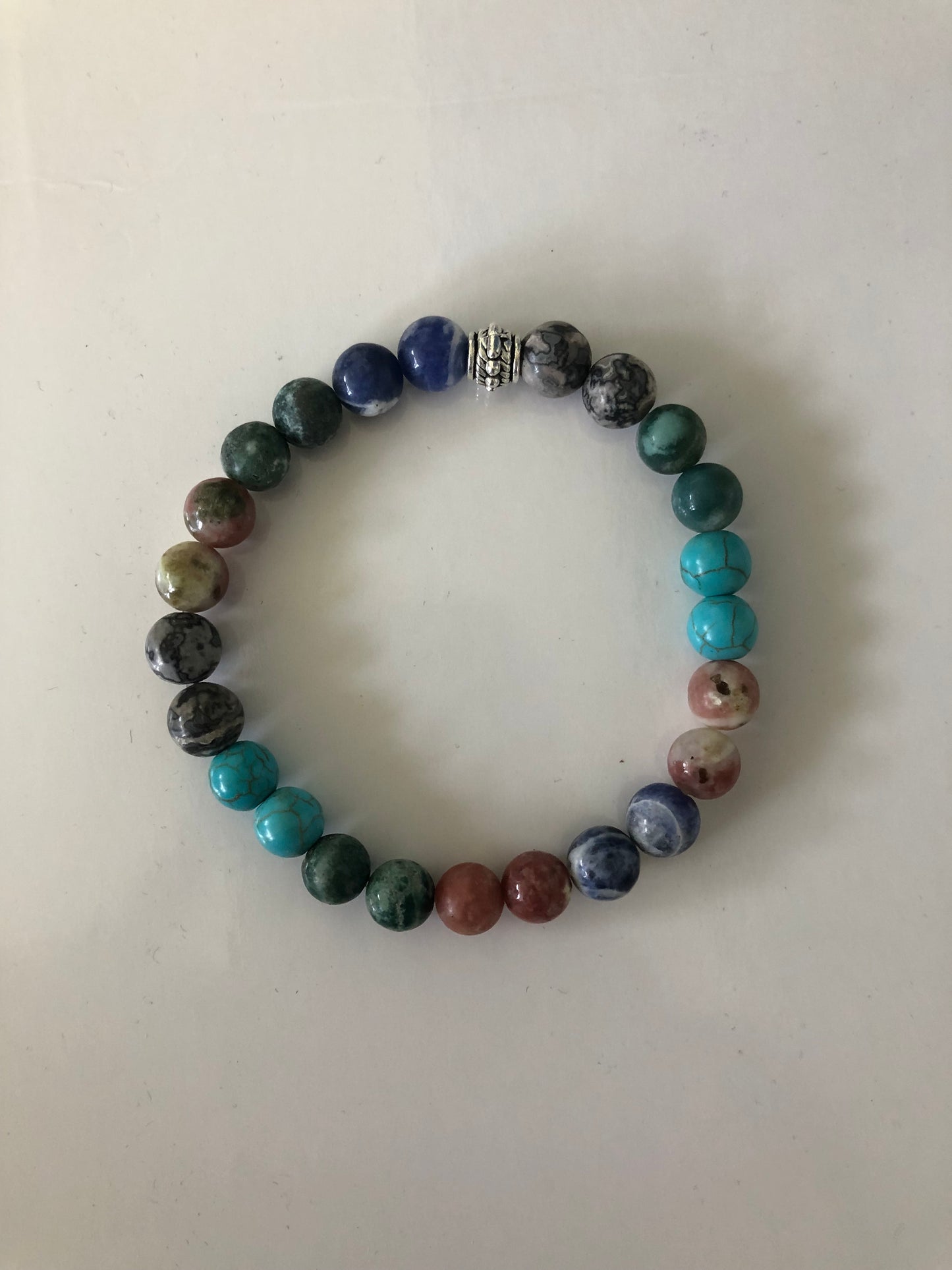 Bracelet perles naturelles 8 mm multicolores - BR144