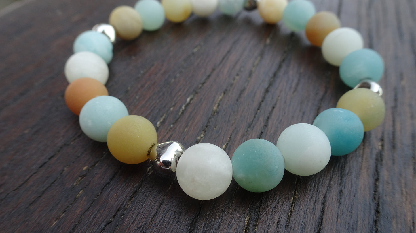 Bracelet perles naturelles mates 8 mm multicolore - BR153