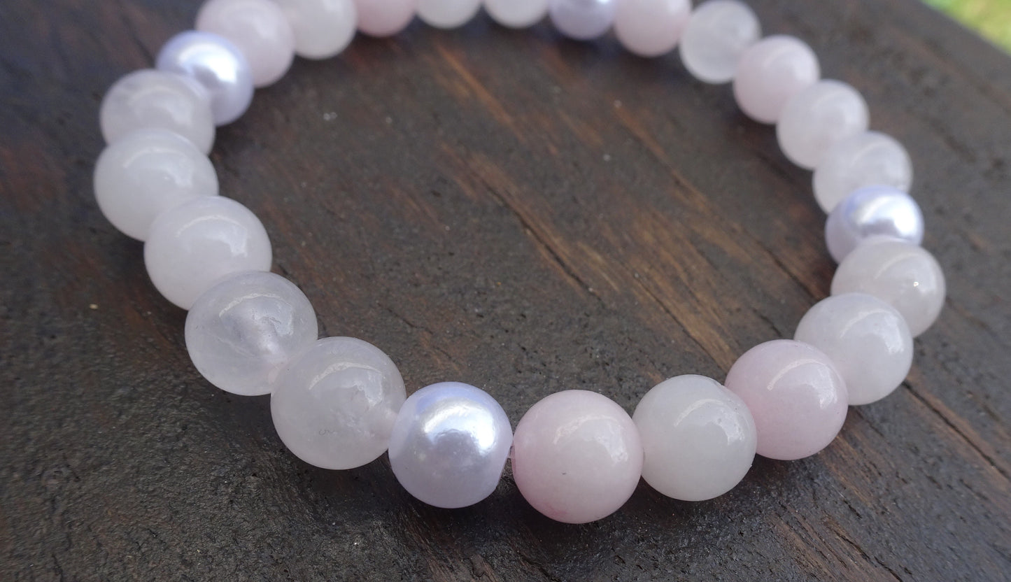 Bracelet perles naturelles 8 mm roses - BR186