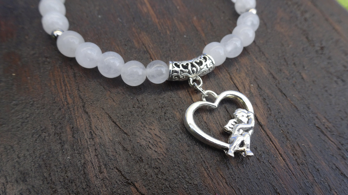 Bracelet perles naturelles blanches 6 mm - BR190
