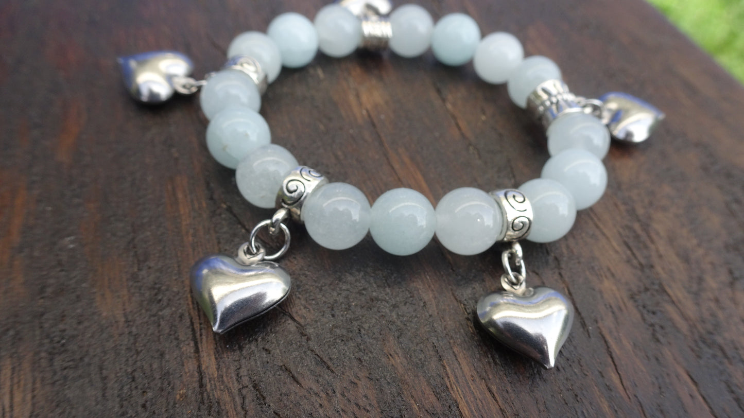 Bracelet en perles naturelles blanches vert d'eau - Enfant - BR198