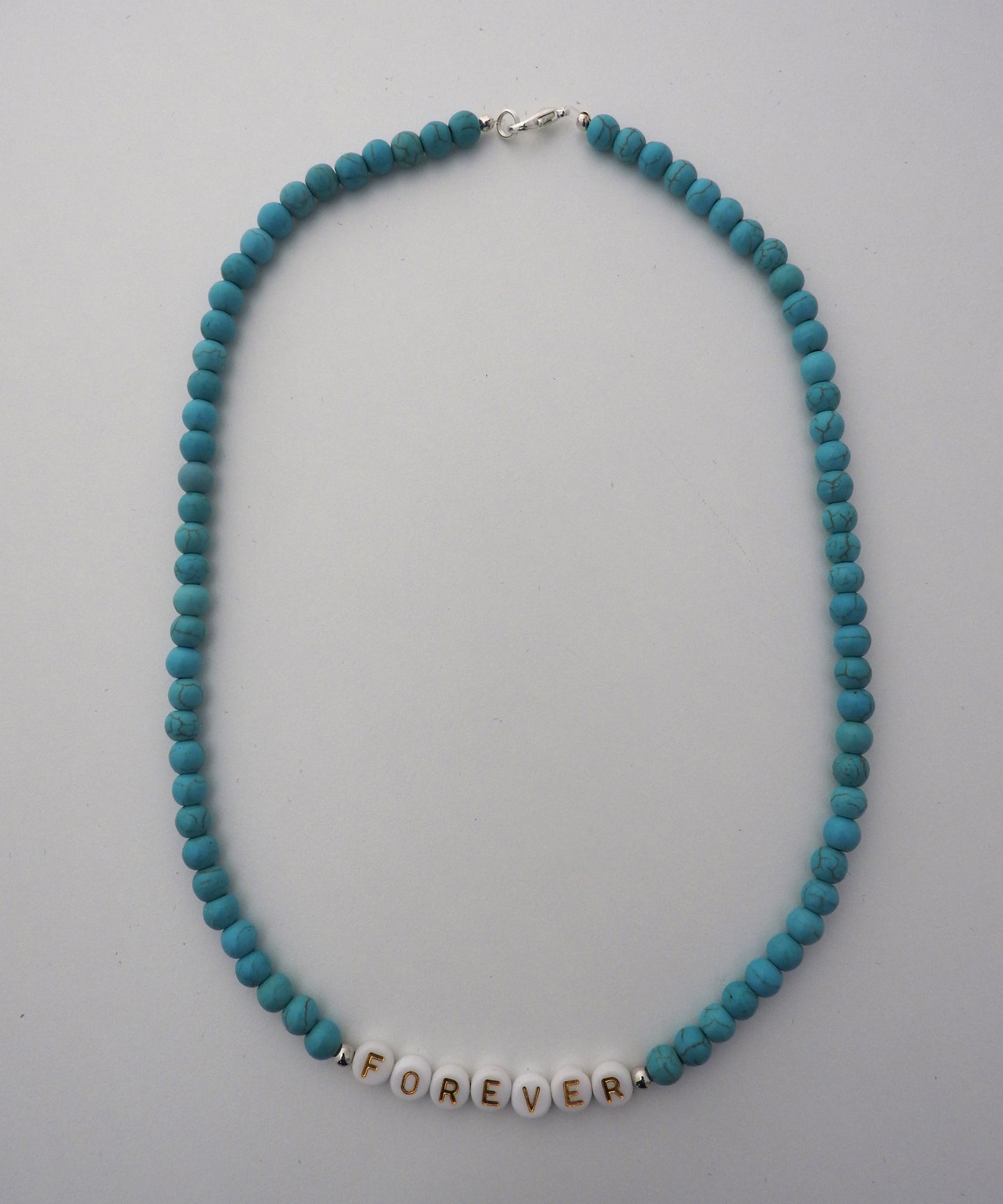 Collier perles naturelles turquoise 6 mm , FOREVER - CO131