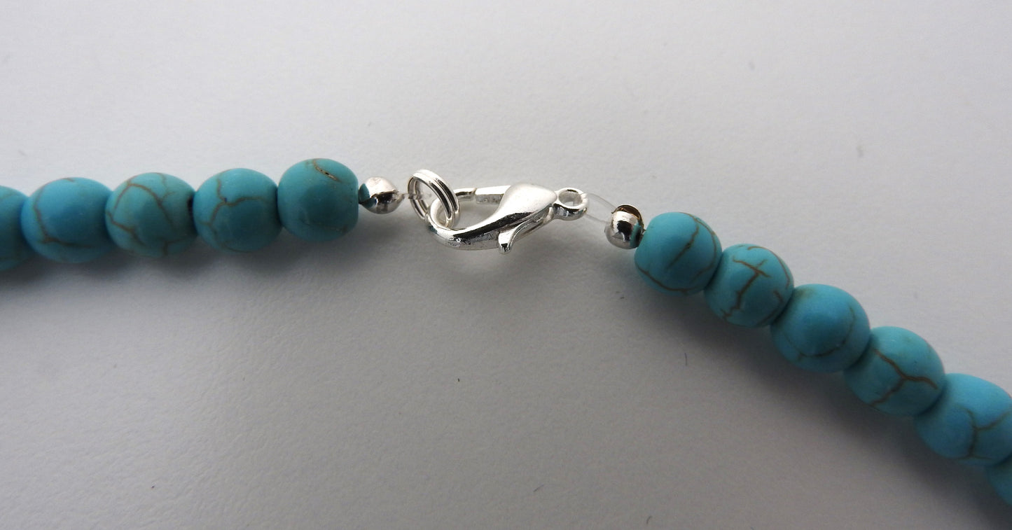 Collier perles naturelles turquoise 6 mm , FOREVER - CO131