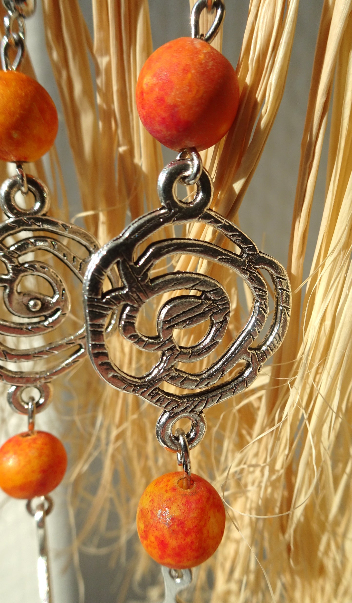 BOUCLES D'OREILLES PERLES NATURELLES ORANGES - BO120