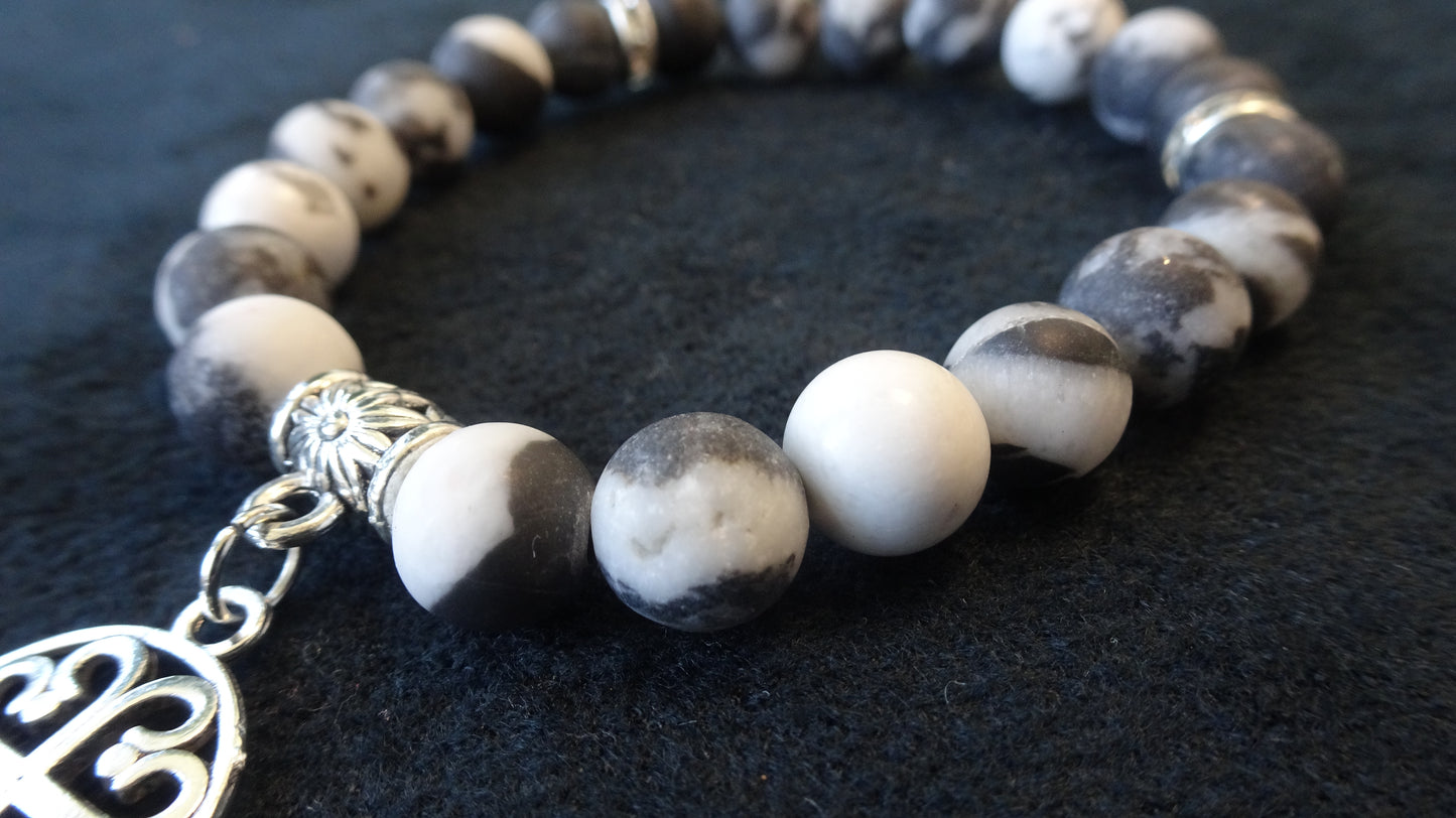 Bracelet en pierres naturelles noires et blanches - BR079