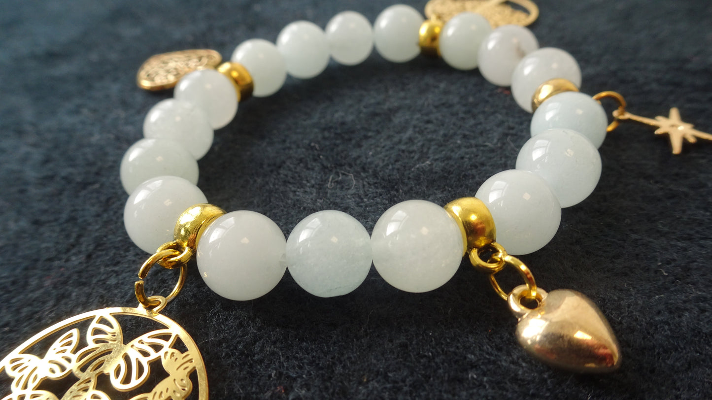 Bracelet en perles naturelles vert d'eau princesse - Enfant - BR097