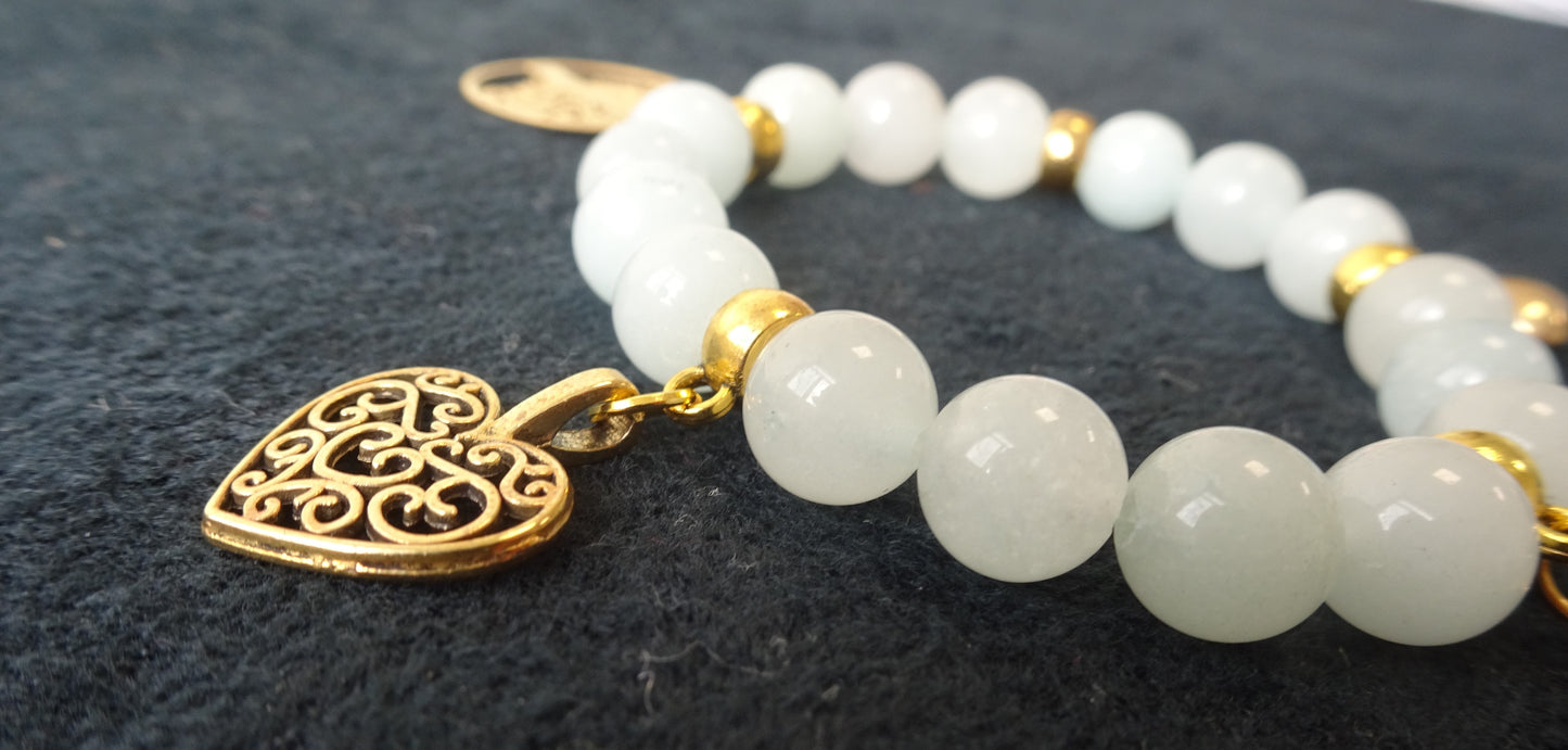 Bracelet en perles naturelles vert d'eau princesse - Enfant - BR097