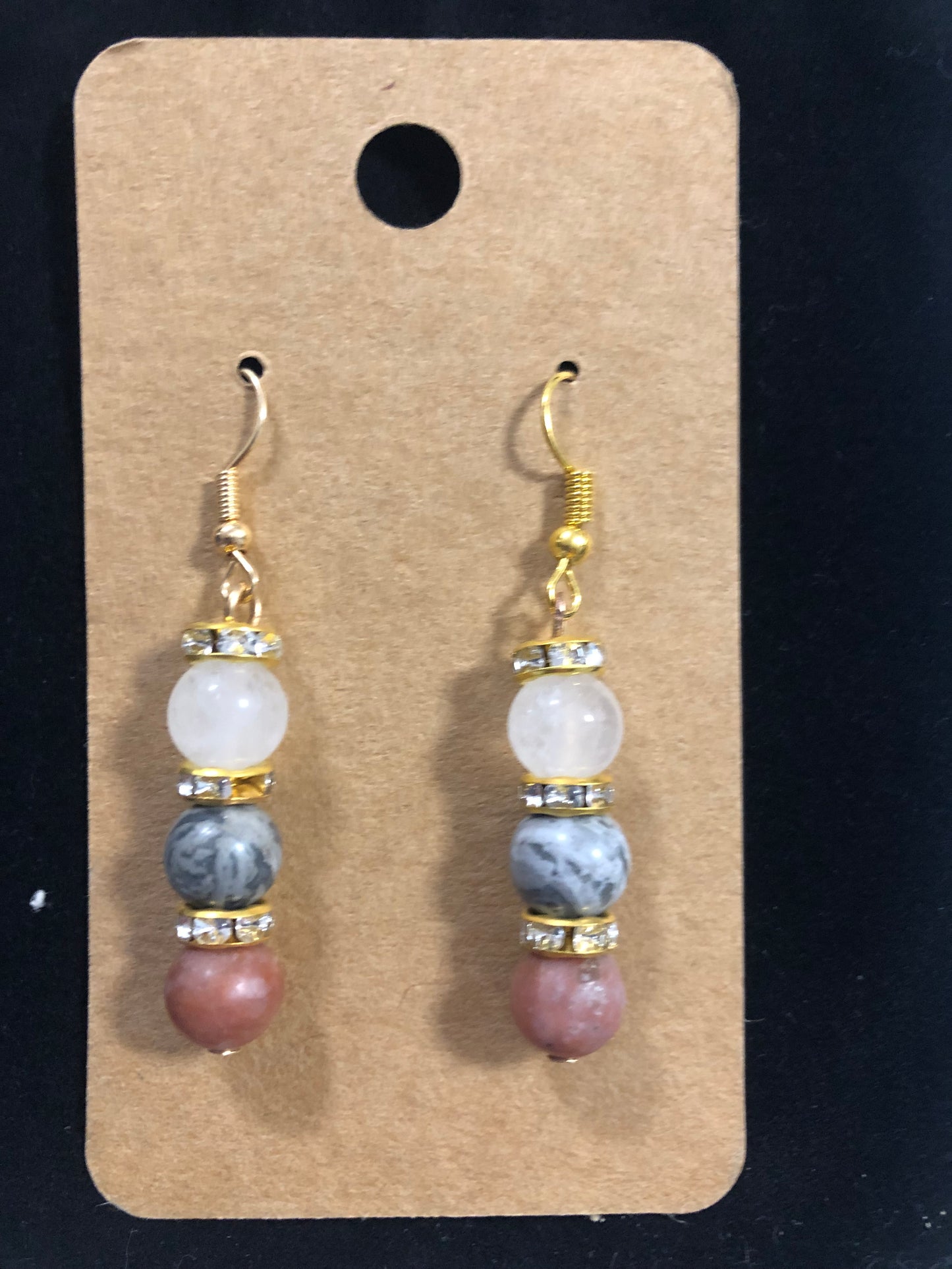 Boucles d'oreilles pendantes en perles de pierres naturelles - BO006