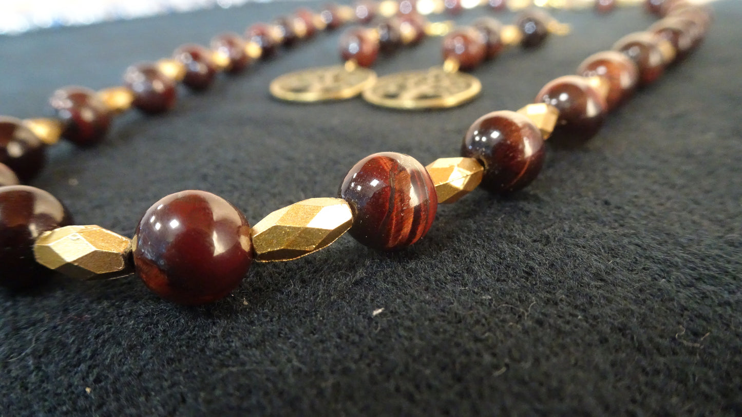 Parure en perles naturelles (collier et boucles d'oreilles) - PA031/2