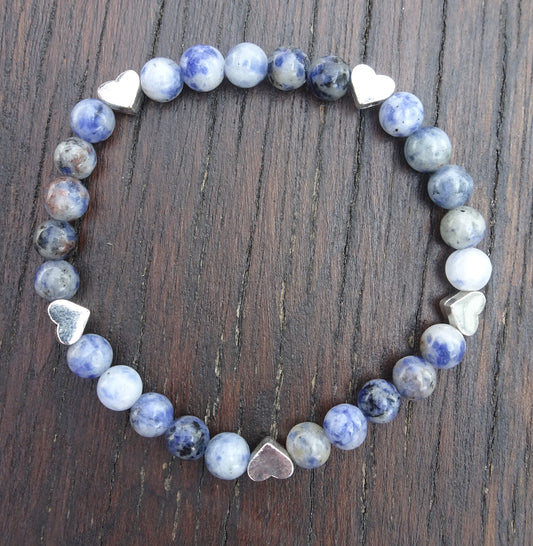 Bracelet perles naturelles 6mm bleues  - BR138