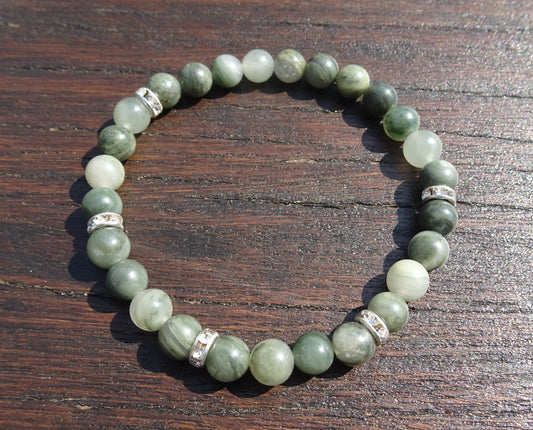 Bracelet perles naturelles 6 mm tons verts - BR142