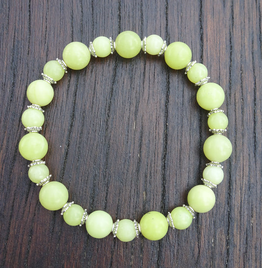 Bracelet perles naturelles 6 et 8mm de couleur jaune pâle - BR148