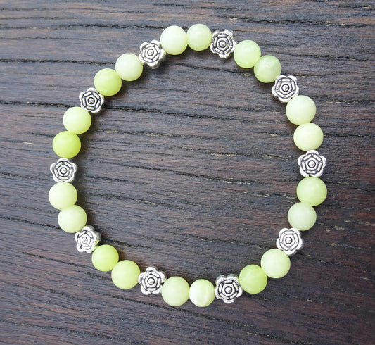 Bracelet de perles naturelles  jaune 6 mm - BR149