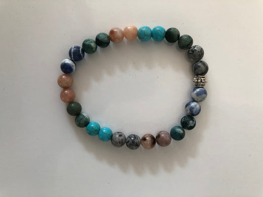 Bracelet perles naturelles 8 mm 6 coloris - BR160*