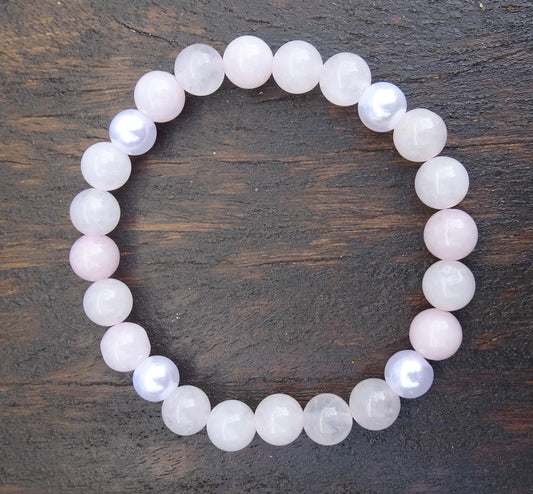 Bracelet perles naturelles 8 mm roses - BR186