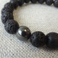 Bracelet homme perles en pierre de lave et une perle hématite - BR035