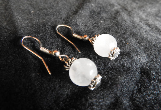 Boucles d'oreilles en perles naturelles blanches - BO012