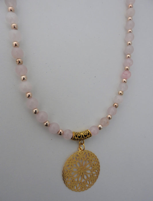 Collier en perles naturelles roses - CO126